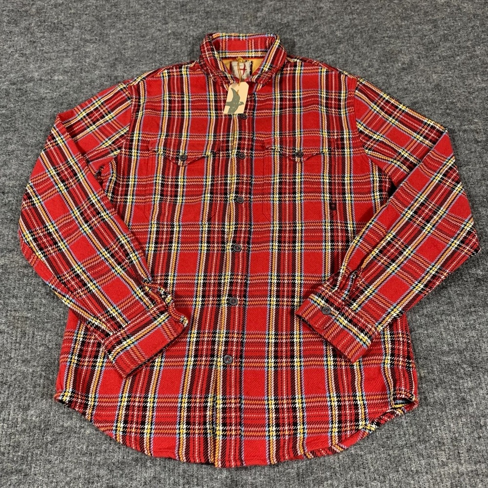 Relwen Shirt Mens Large Red Mountain Flannel Long Sleeve Cotton Outdoors Hiking